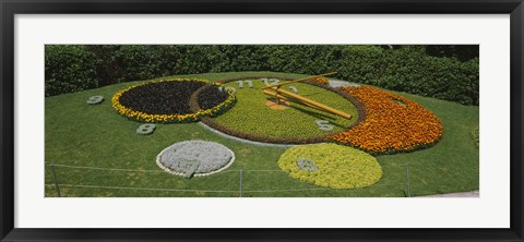 Framed Clock in a park, Geneva, Switzerland Print