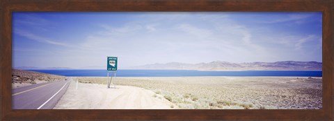 Framed Road sign at the roadside, Nevada State Route 446, Pyramid Lake, Nevada, USA Print