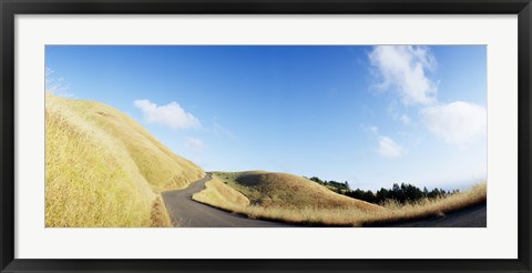 Framed Curved road on the mountain, Marin County, California, USA Print