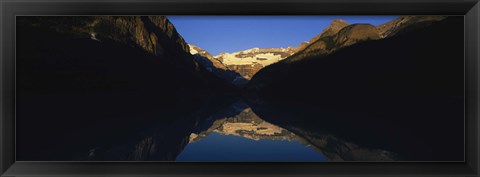 Framed Reflection of mountains in a lake, Lake Louise, Banff National Park, Alberta, Canada Print