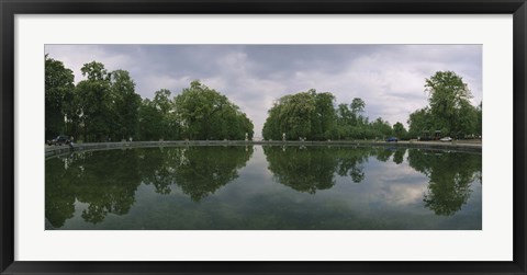 Framed Reflection of trees in a pond, Versailles, Paris, Ile-De-France, France Print