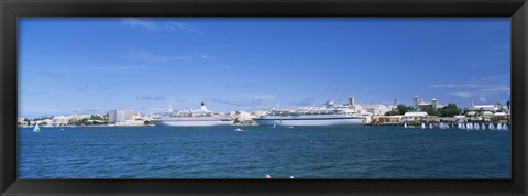 Framed Cruise ships docked at a harbor, Hamilton, Bermuda Print