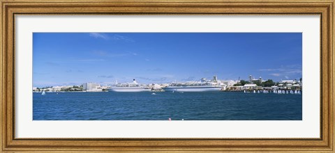 Framed Cruise ships docked at a harbor, Hamilton, Bermuda Print