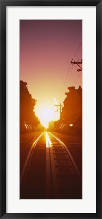 Framed Cable car tracks at sunset, San Francisco, California, USA Print