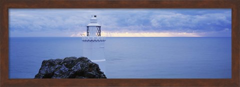 Framed Lighthouse at the seaside, Start Point Lighthouse, Devon, England Print