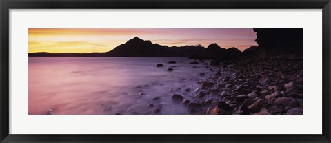 Framed Rocks on the beach, Elgol Beach, Elgol, looking towards Cuillin Hills, Isle Of Skye, Scotland Print