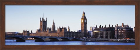 Framed Bridge across a river, Big Ben, Houses of Parliament, Thames River, Westminster Bridge, London, England Print