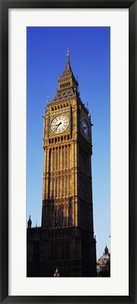 Framed Low angle view of a clock tower, Big Ben, Houses of Parliament, London, England Print