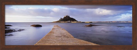 Framed Jetty over the sea, St. Michael&#39;s Mount, Marazion, Cornwall, England Print