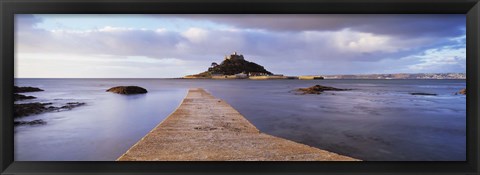 Framed Jetty over the sea, St. Michael&#39;s Mount, Marazion, Cornwall, England Print