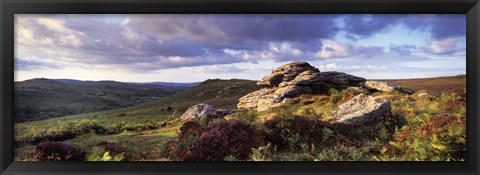 Framed Clouds over a landscape, Haytor Rocks, Dartmoor, Devon, England Print