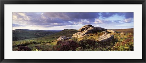 Framed Clouds over a landscape, Haytor Rocks, Dartmoor, Devon, England Print