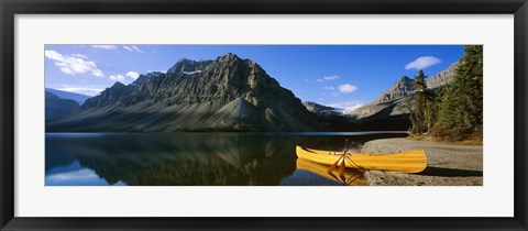 Framed Canoe at the lakeside, Bow Lake, Banff National Park, Alberta, Canada Print