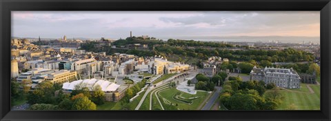 Framed High angle view of a city, Holyrood Palace, Our Dynamic Earth and Scottish Parliament Building, Edinburgh, Scotland Print