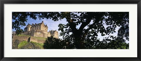 Framed Low angle view of a castle, Edinburgh Castle, Princes Street Gardens, Edinburgh, Scotland Print