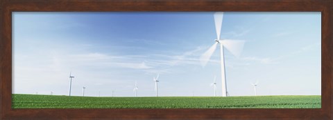 Framed Wind turbines in a field, Easington, Holderness, East Yorkshire, England Print