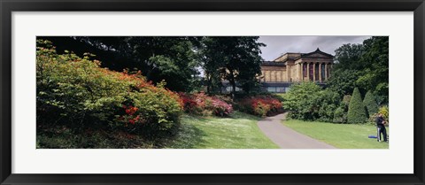 Framed Man standing in a formal garden near an art museum, National Gallery of Scotland, Edinburgh, Scotland Print