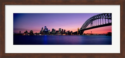 Framed Bridge across the sea, Sydney Opera House, Sydney Harbor Bridge, Milsons Point, Sydney, New South Wales, Australia Print