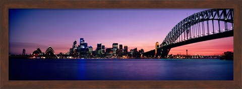 Framed Bridge across the sea, Sydney Opera House, Sydney Harbor Bridge, Milsons Point, Sydney, New South Wales, Australia Print