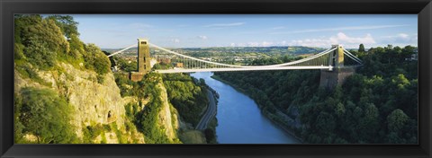 Framed Bridge across a river, Clifton Suspension Bridge, Avon Gorge, Bristol, England Print