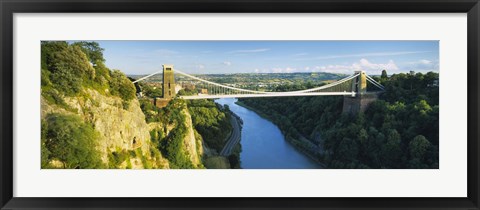 Framed Bridge across a river, Clifton Suspension Bridge, Avon Gorge, Bristol, England Print