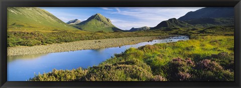 Framed River flowing on a landscape, River Sligachan, Glen Sligachan, Isle of Skye, Scotland Print