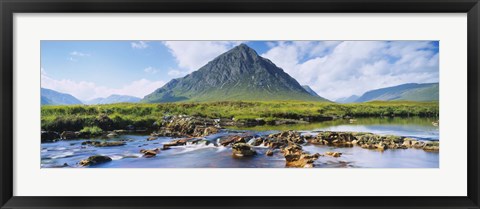 Framed River with a mountain in the background, Buachaille Etive Mor, Loch Etive, Rannoch Moor, Highlands Region, Scotland Print