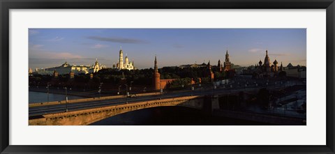 Framed Bridge across a river, Kremlin, Moskva River, Moscow, Russia Print