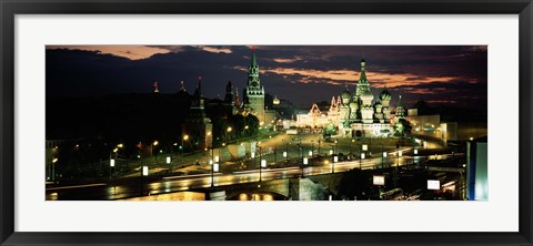 Framed Red Square at night, Kremlin, Moscow, Russia Print