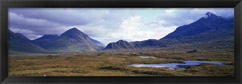 Framed Misty mountain landscape, Glen Sligachan, Isle of Skye, Scotland. Print