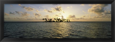 Framed Silhouette of palm trees on an island, Placencia, Laughing Bird Caye, Victoria Channel, Belize Print