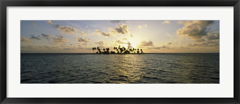 Framed Silhouette of palm trees on an island, Placencia, Laughing Bird Caye, Victoria Channel, Belize Print