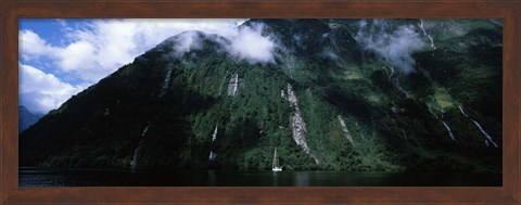 Framed Low angle view of a mountain, Milford Sound, Fiordland, South Island, New Zealand Print