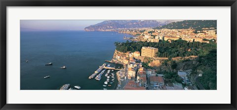 Framed High angle view of a town at the coast, Sorrento, Naples, Campania, Italy Print