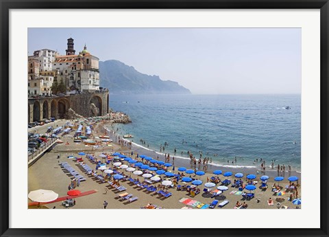 Framed Houses on the sea coast, Amalfi Coast, Atrani, Salerno, Campania, Italy Print