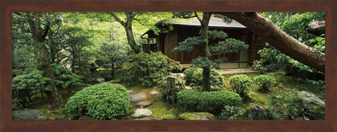 Framed Temple in a garden, Yuzen-En Garden, Chion-In, Higashiyama Ward, Kyoto, Kyoto Prefecture, Kinki Region, Honshu, Japan Print