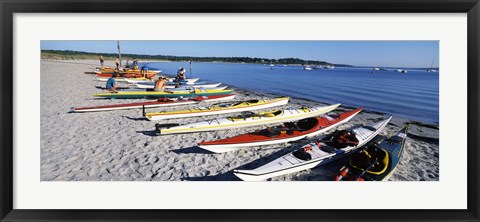 Framed Kayaks on the beach, Third Beach, Sakonnet River, Middletown, Newport County, Rhode Island (horizontal) Print