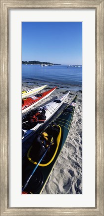 Framed Kayaks on the beach, Third Beach, Sakonnet River, Middletown, Newport County, Rhode Island (vertical) Print