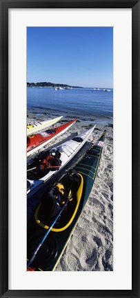 Framed Kayaks on the beach, Third Beach, Sakonnet River, Middletown, Newport County, Rhode Island (vertical) Print