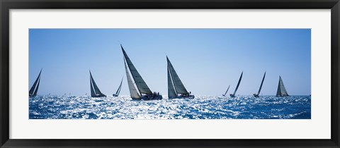 Framed Sailboats racing in the sea, Farr 40&#39;s race during Key West Race Week, Key West Florida, 2000 Print