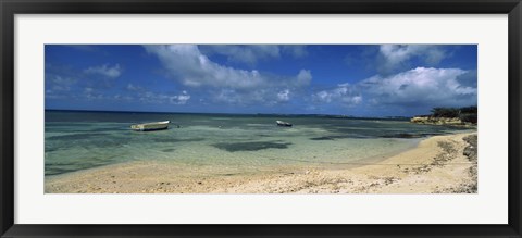 Framed Boats in the sea, North coast of Antigua, Antigua and Barbuda Print