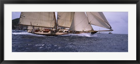 Framed Sailboat in the sea, Schooner, Antigua, Antigua and Barbuda Print