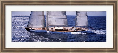 Framed Sailboat in the sea, Antigua (horizontal) Print