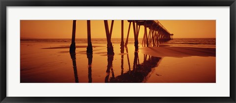 Framed Silhouette of a pier at sunset, Hermosa Beach Pier, Hermosa Beach, California, USA Print