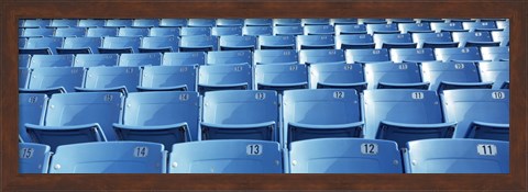 Framed Empty blue seats in a stadium, Soldier Field, Chicago, Illinois, USA Print