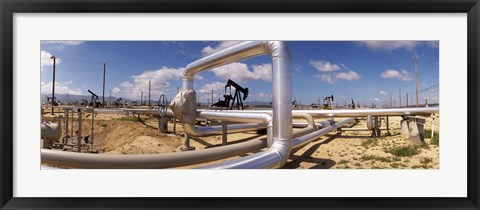 Framed Pipelines on a landscape, Taft, Kern County, California, USA Print