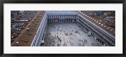 Framed High angle view of a town square, St. Mark&#39;s Square, St Mark&#39;s Campanile, Venice, Veneto, Italy Print