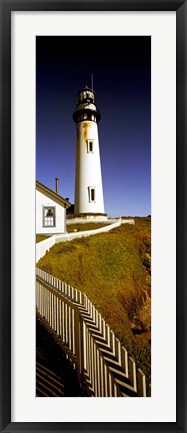 Framed Lighthouse on a cliff, Pigeon Point Lighthouse, California, USA Print