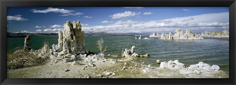 Framed Tufa rock formations at the lakeside, Mono Lake, California, USA Print