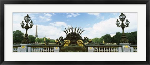 Framed Bridge with a tower in the background, Pont Alexandre III, Eiffel Tower, Paris, Ile-de-France, France Print